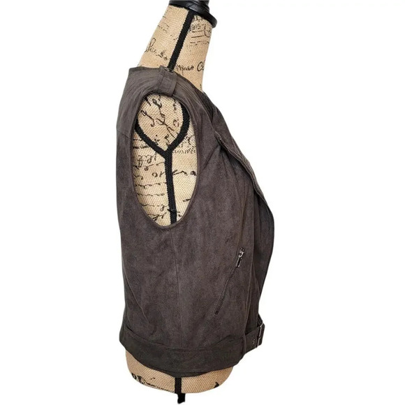 ASTR Women's Regular Suede Moto Jacket Vest Size Medium Gun Metal Gray - Picture 2 of 16